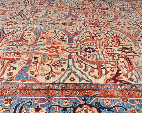 9x12 Gray Blue Aryana Afghan Hand Knotted Veg Dye Wool Area Rug